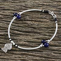 Lapis lazuli beaded charm bracelet,