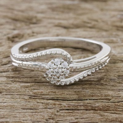 Sterling Silver and CZ Cocktail Ring Crafted in Thailand