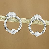 Sterling silver button earrings,