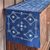 Cotton batik table runner, 'Geometric Dream' - Indigo and White Geometric Cotton Batik Table Runner thumbail