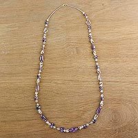 Gold accented multi-gemstone beaded necklace,