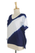 Tie-dyed cotton blouse, 'Soar' - Indigo Diagonal Stripe Tie-Dye Short Sleeve Cotton Blouse (image 2e) thumbail