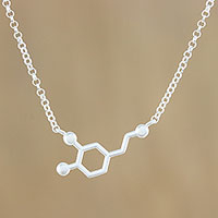 Sterling silver pendant necklace, 'Chemical of Love' - Sterling Silver Modern Single Hexagon Pendant Necklace