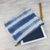 Leather accented tie-dyed cotton clutch, 'Sky Stripes' - Tie-Dyed Striped Cotton Wristlet in Blue from Thailand (image 2) thumbail