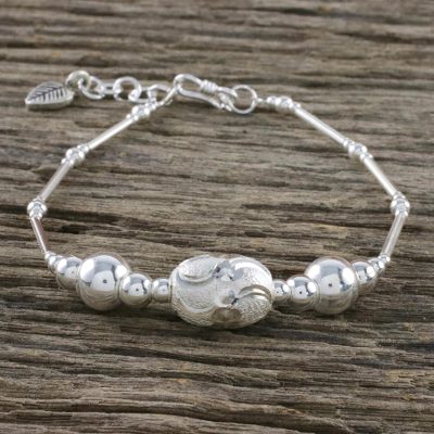 Silver beaded bracelet, Bright Love