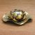 Steel tealight candle holder, 'Gilded Lotus' - Gold Painted Steel Lotus Flower Tealight Holder (image 2b) thumbail