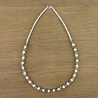 Cultured pearl and labradorite beaded necklace,