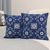 Cotton batik cushion covers, 'Indigo Palace' (pair) - Handmade Batik Cotton Cushion Covers in Indigo (Pair) thumbail