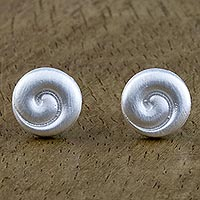 Sterling silver stud earrings, 'Cute Spin' - Sterling Silver Spiral Stud Earrings from Thailand