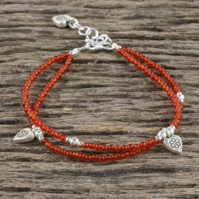 Chalcedony beaded charm bracelet, Karen Tangerine