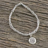 Silver beaded torsade bracelet,