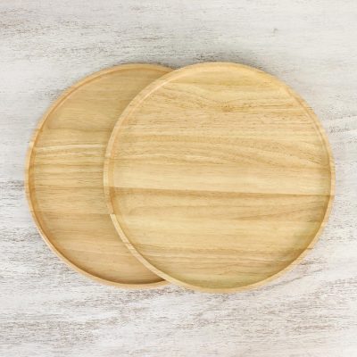 Wood dinner plates, Natural Rounds (pair)