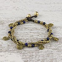 Lapis lazuli beaded charm bracelet,