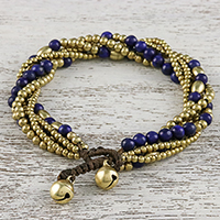 Lapis Lazuli Adjustable Beaded Bracelet from Thailand,'Elegant Celebration'