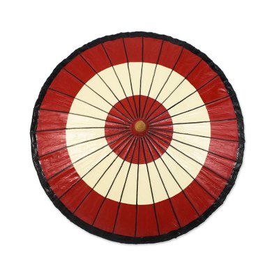 Saa paper parasol, 'Red Target' - Handmade Saa Paper Parasol in Red from Thailand