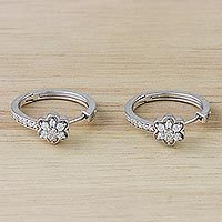 Sterling silver hoop earrings,