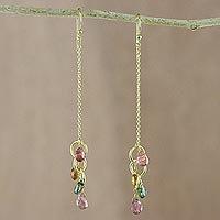 Gold plated tourmaline dangle earrings, Special Loops