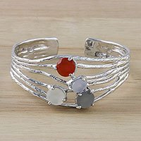 Multi-gemstone cuff bracelet,