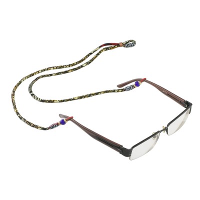 Beaded cotton eyeglasses cord, 'Mountain Focus' - Multi-Colored Patterned Beaded Cotton Eyeglasses Cord