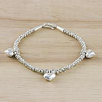 Silver beaded charm bracelet,