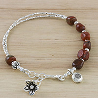 Jasper beaded charm bracelet,