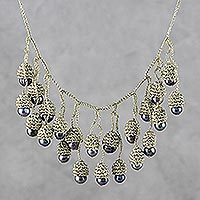 Cultured pearl waterfall necklace,