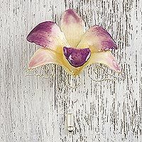 Natural orchid stickpin,