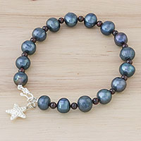Featured review for Cultured pearl and garnet beaded bracelet, Dark Starfish Love