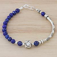 Lapis lazuli beaded pendant bracelet,