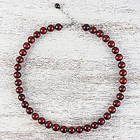 Wood and hematite beaded necklace,