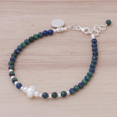 Azure-malachite beaded bracelet, Earthy Beauty