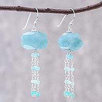Amazonite and prehnite dangle earrings,