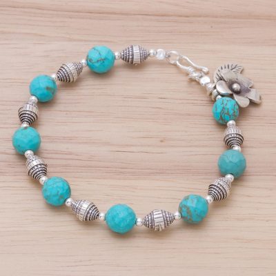 Silver beaded charm bracelet, Floral Fete