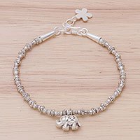 Silver beaded charm bracelet,