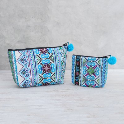 Cotton blend handbags, Hmong Skies (pair)