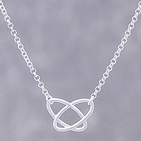 Sterling silver pendant necklace, 'Interlinked Ovals' - Openwork Oval Sterling Silver Pendant Necklace from Thailand