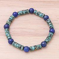 Lapis lazuli beaded stretch bracelet,