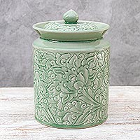 Celadon ceramic jar Guarded Romance Thailand
