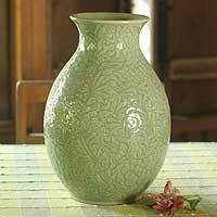 Celadon ceramic vase,