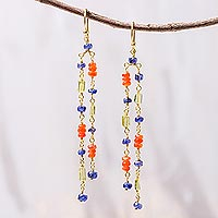 Featured review for Gold plated multi-gemstone dangle earrings, Colorful Rain Trio