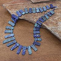 Azurite and lapis lazuli beaded necklace,