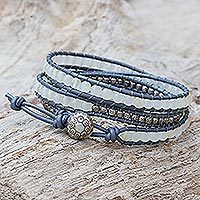 Quartz beaded wrap bracelet,