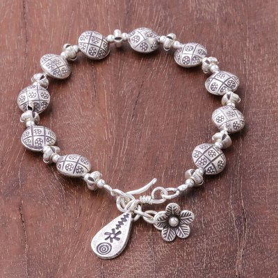 Silver beaded bracelet, Karen Discs