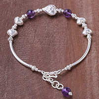 Amethyst beaded pendant bracelet,