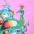 Paper parasol, 'Sunny Peacock in Carnation' - Peacock-Themed Paper Parasol in Carnation from Thailand (image 2e) thumbail