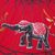 Paper parasol, 'Elephant Parade in Crimson' - Elephant Motif Paper Parasol in Crimson from Thailand (image 2e) thumbail