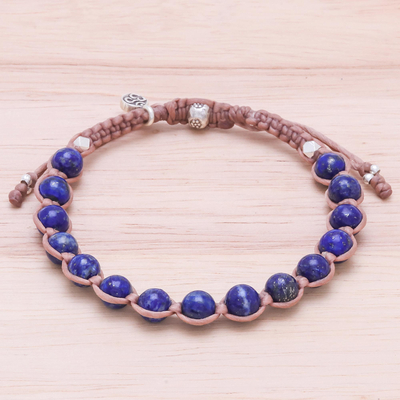 Lapis lazuli beaded macrame bracelet, Om Belief