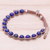 Lapis lazuli beaded macrame bracelet, 'Om Belief' - Lapis Lazuli Om Beaded Macrame Bracelet from Thailand (image 2b) thumbail