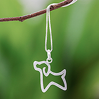 Sterling silver pendant necklace, 'Cool Puppy' - Sterling Silver Puppy Pendant Necklace from Thailand