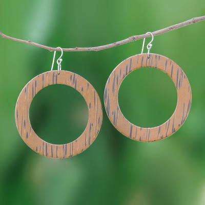 Wood dangle earrings, Rings of Nature